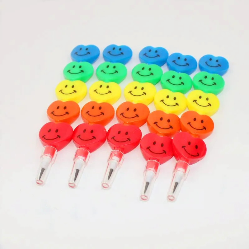 

40 Bulk Heart Shaped Smiling Stacking Pencil Assortment Stackable Plastic Pencils Birthday Goody Bag Filler Party Favor Supplies