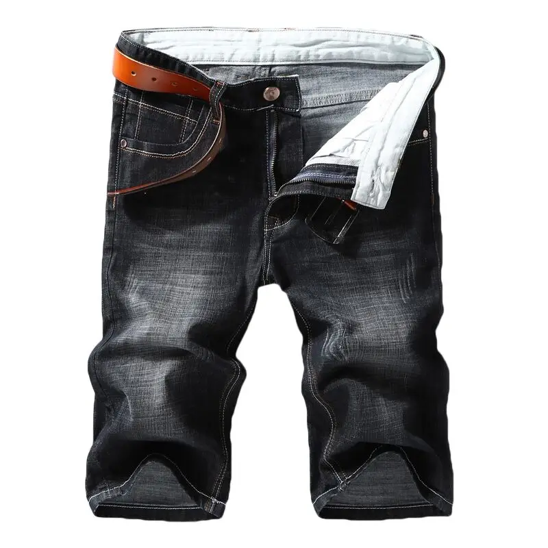 

2020 New Summer Denim Shorts Men Denim Style Thin Section Elastic Force Slim Fit Short Jeans Male Brand Clothing Black Blue