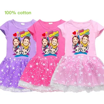 

Me Contro Te Girls Dress Sweet Elegant Cotton Summer Dresses with Short Sleeve Children Lace Cartoon Robe Princesse Enfant Fille