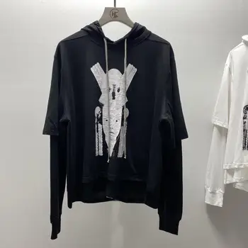 

20ss Owen seak Men Hoodies Sweatshirts Gothic Oversized Dark Spring Autumn High Street Wear Women Hip Hop Black White Hoodies