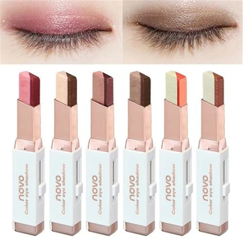

NOVO Eye Makeup Shimmer Earth Color Eye Shadow Cream Pen Double Color Stereo Gradient Velvet Eyeshadow Stick Sombra