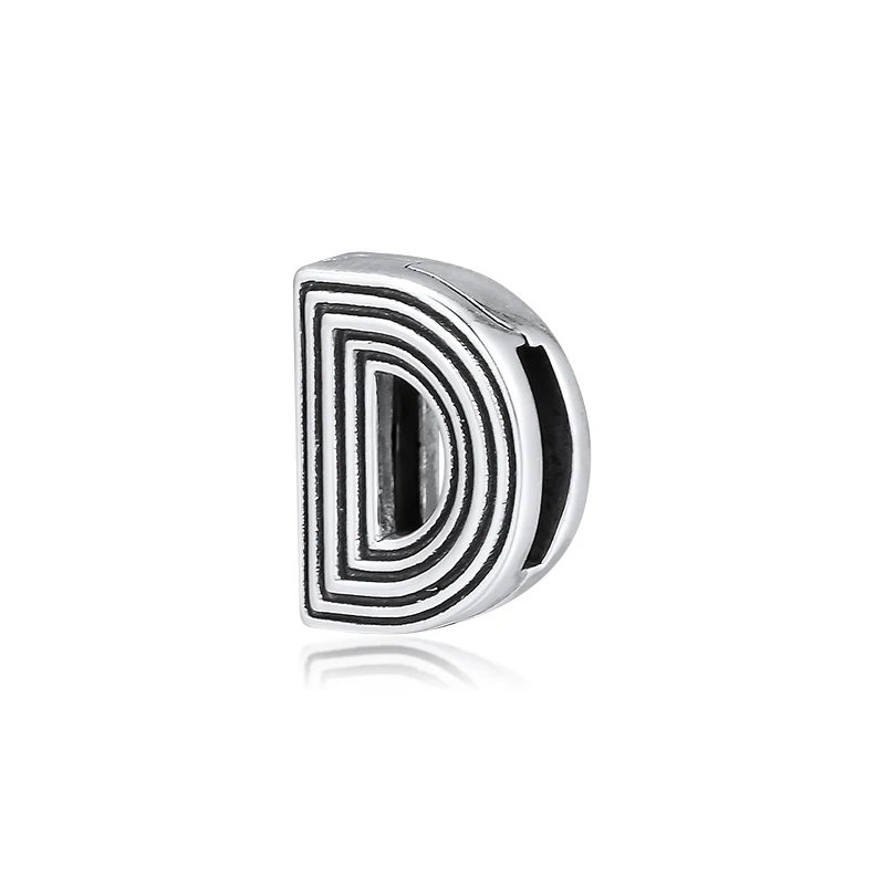DIY Подходит для Pandora шармы браслеты буквы D Клип бусины стерлингового серебра 925-ювелирные изделия