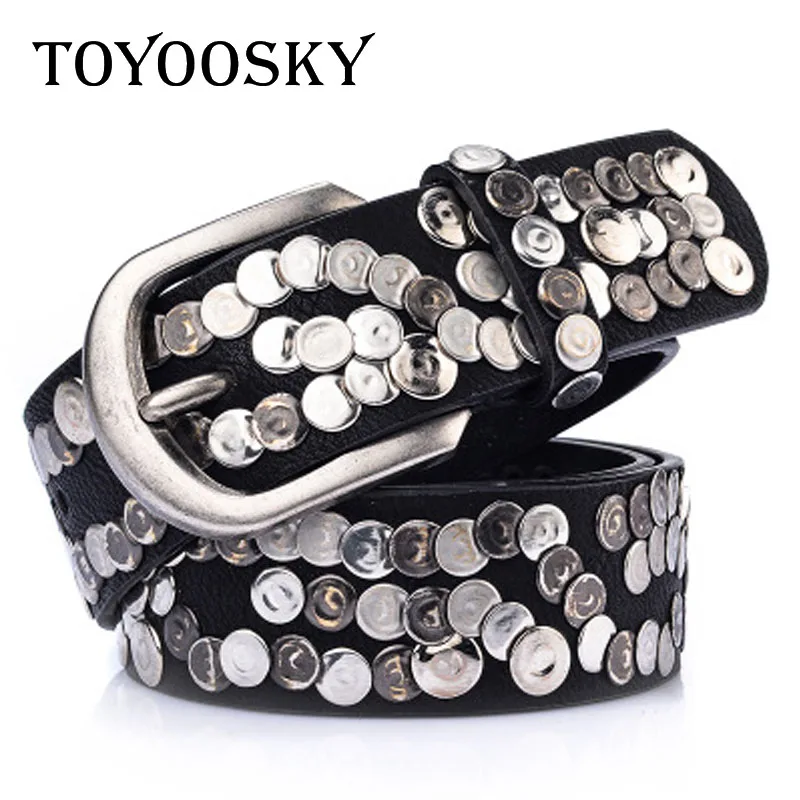 TOYOOSKY Новая Женская поясная Заколка Для панка с пряжкой винтажные заклепки в горошек роскошные женские Оригинальные кожаные ремни для женщин Пояс женский ремень