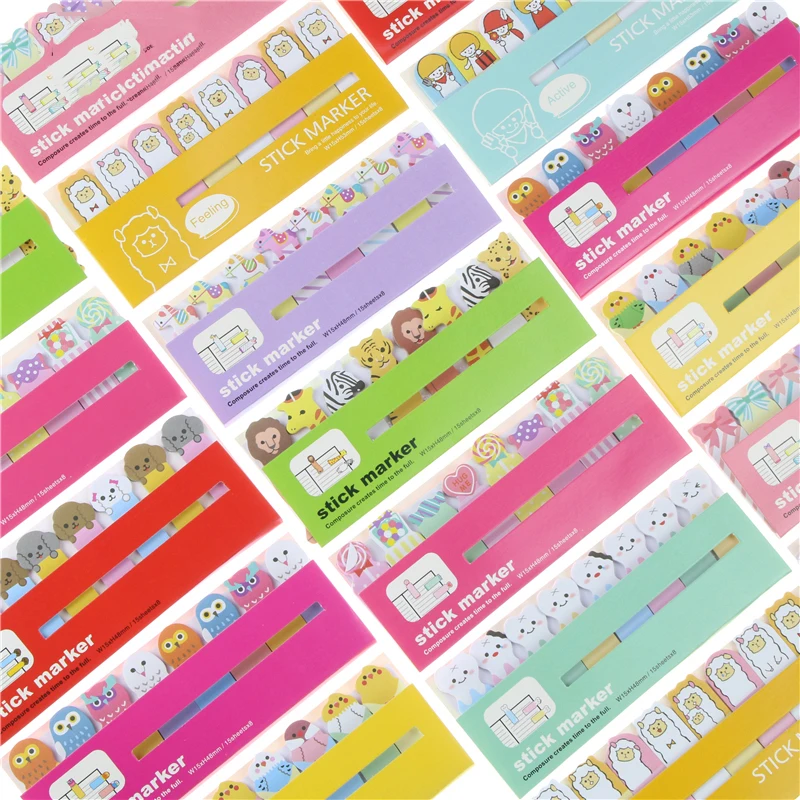 1 шт. Kawaii Канцелярские блокноты закладки креативные милые животные Липкие