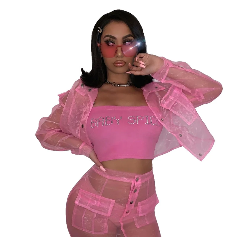 pink sheer crop top