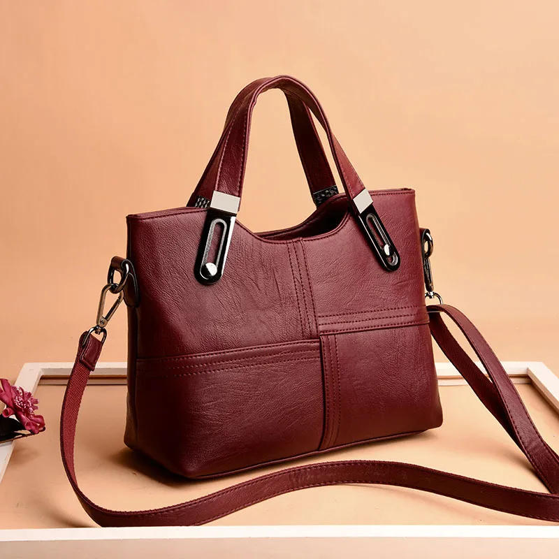 

2018 New Style Soft Leather Stitching Handbag Bag Korean-style Multi-functional Shoulder Bag Casual Youth Backpack