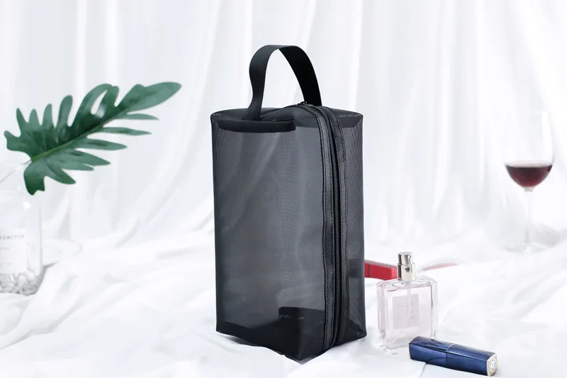 PURDORED 1 шт. черная прозрачная сумка-Косметичка женская Сетчатая Сумка для макияжа в путешествии туалетный органайзер для макияжа чехол