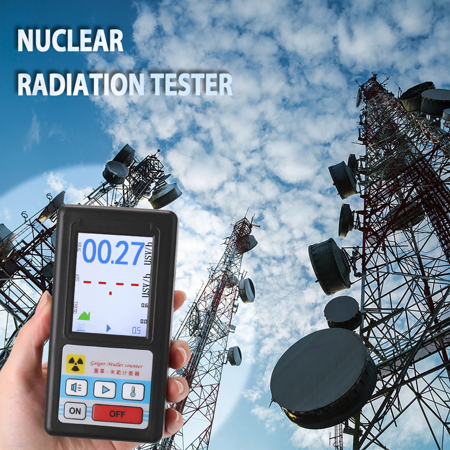 

Nuclear Radiation Detector Dosimeter Marble Detectors Beta Gamma X-ray Tester Display Screen Geiger Counter