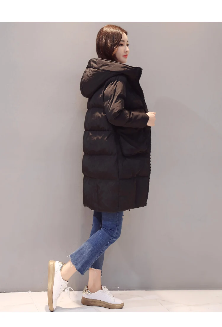 Long Sleeve Thick Mid-length Slim Fit Winter Convention Zipper Hooded Street Solid Color Cotton-padded Clothes/Cotton Coat