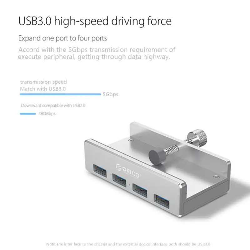 Billige ORICO USB Hub Aluminium Externe 4Ports USB 3.0 Usb Splitter mit 10 30mm Einstellbar Clip für Macbook Air laptop PC Computer Hubs