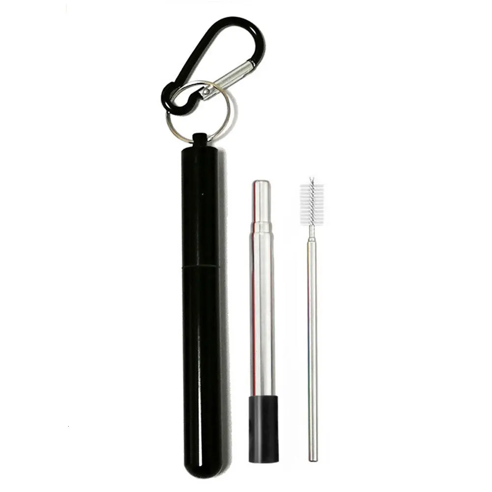 Portable Stainless Steel Telescopic Drinking Straw for Travel Reusable Collapsible Metal With Cleaning Brush Case Party Tool
