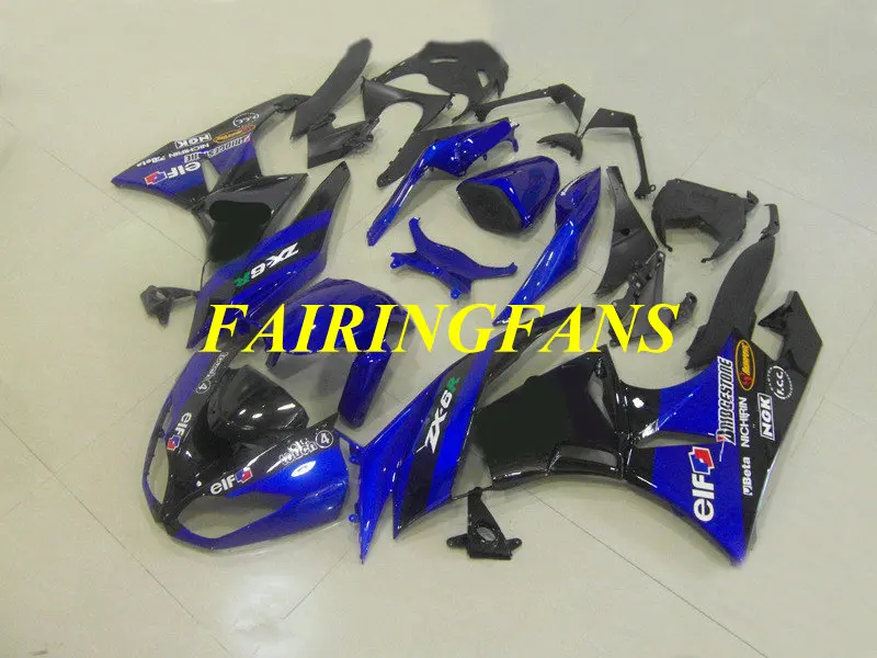 Мотоциклетный вставной обтекатель тюнинг-пакет для KAWASAKI Ninja ZX6R 636 09 10 11 12 ZX 6R 2009 2010 черно-голубые Обтекатели Кузов+ подарки KR02