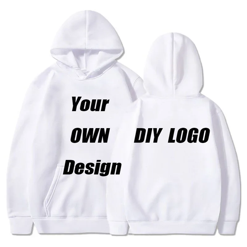 

BTFCL Customized Men Women Customized Hoodies Print Like Photo or Logo Text DIY Your OWN Design White Cotton Harajuku Sweatshirt