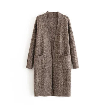 

2019 Winter Autumn Women Knitted Long Cardigan Jacket With Pockets Female Long Sleeve Winter Tops Open Front Sweater