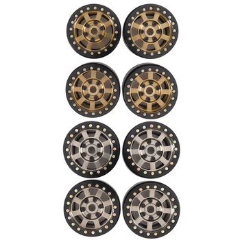 

4PCS Metal 1.9 Inch Beadlock Wheel Rim for 1:10 RC Crawler Axial SCX10 90046 90047(Black&Gold)