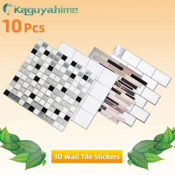 

Kaguyahime Wall Stickers 10Pcs Kitchen Wallpaper Self Adhesive Mosaic Tiles Retro Crystal Brick Waterproof Decor Home Sticker