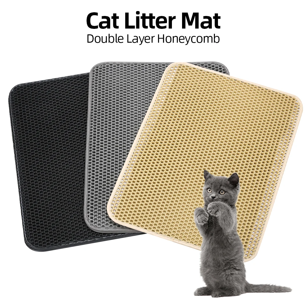 Кошачий подстилка для кошачьего наполнителя, чистый коврик для кошек с водонепроницаемым слоем, удерживающийся коврик, двойной слой