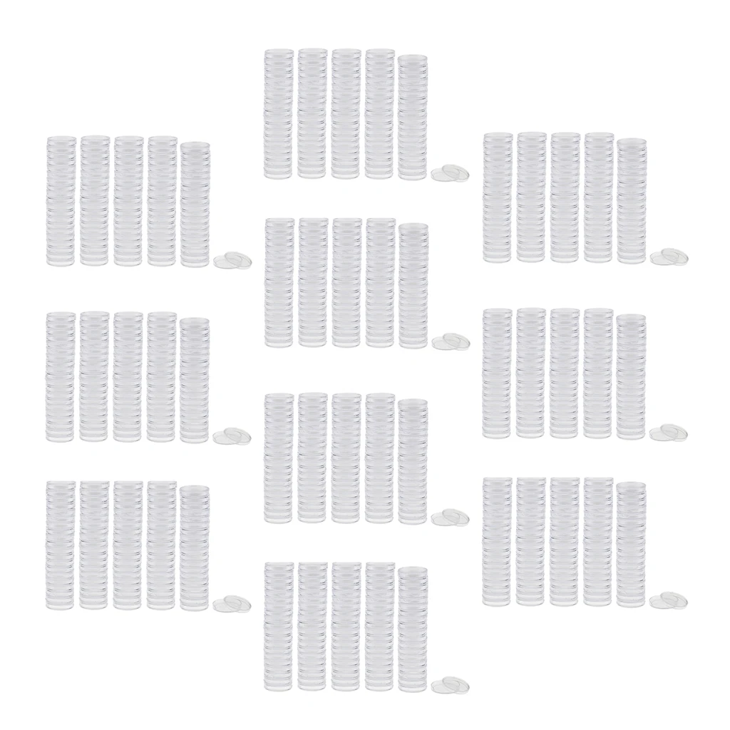 Clear Round Coin Capsules Coin Storage Boxes Display Case Holder, Pack of 1000 Clear Round Coin Capsules Coin Storage Boxes Display Case Holder, Pack of 1000