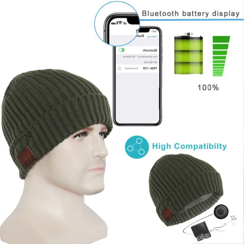 bluetooth-гарнитура, кепка, супер бас, стерео, 6 часов воспроизведения, 5,0, Беспроводная музыкальная гарнитура, кепка для мужчин на зиму