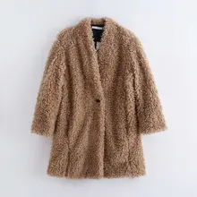 Осенне-зимняя модная длинная флисовая куртка 3 цветов Стильное женское кашемировое пальто на одной пуговице повседневная одежда для девочек