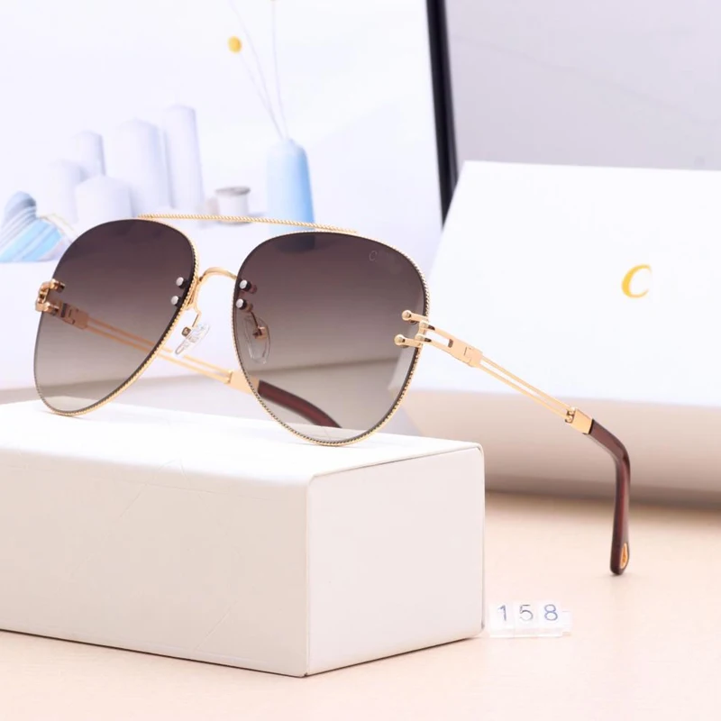 New Sunglasses Women Brand Designer SunGlasses Gradient Shades clear Lens Ladies Metal lace frame Eyeglasses UV400 6 colors