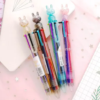 

6 colors Crystal Head Rabbit Ballpoint Pen Cute Ball Pens Material Escolar office school Writing supplies Promotional gift