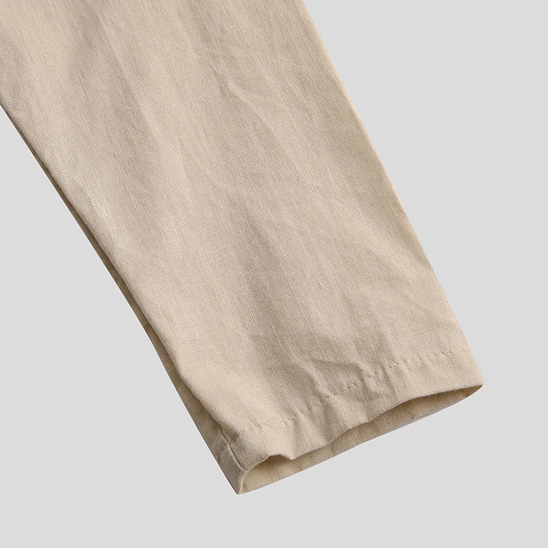INCERUN Cotton Linen Casual Shirts Men Vintage 3/4 Sleeve Solid Chinese Traditional Tops Stand Collar Shirts Men Tang Suit
