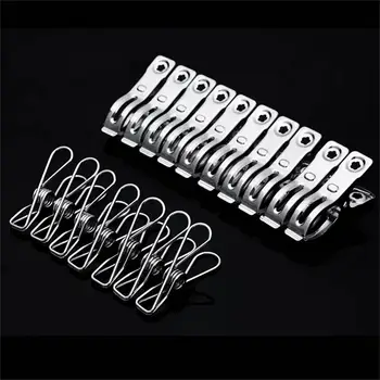 

16/20PCS Stainless Steel Clothes Socks Drying Clips Clothespins Household Fixed Windproof Quilt Big Clip