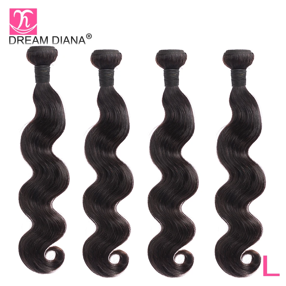 

DreamDiana Brazilian Body Wave 4 Bundles Deals L Remy Hair Bundles Natural Black 8"-30" 100% Human Hair Vendors Express Delivery