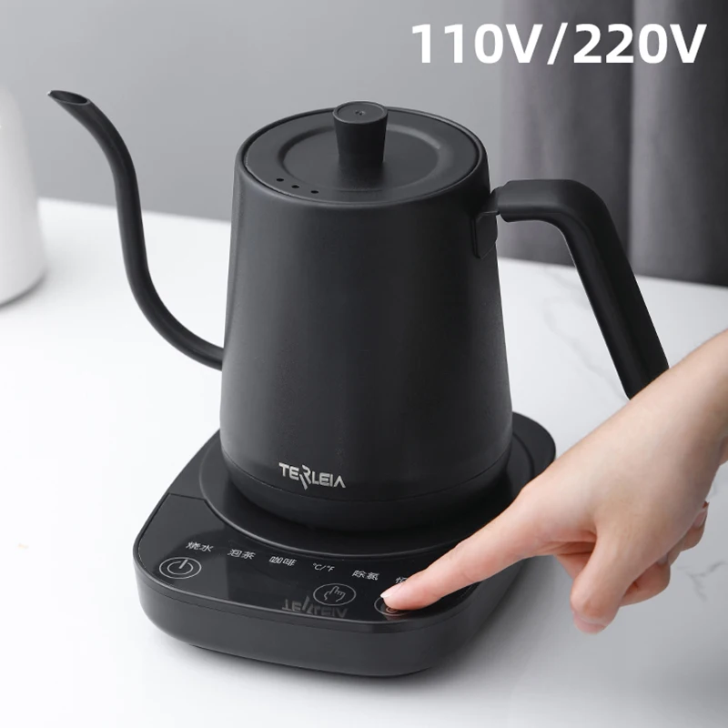 110V 220V Electric Coffee Pot 800ml Hot Water Jug Temperature-Control  Heating Water Bottle Stainless Steel Gooseneck Tea Kettle - AliExpress