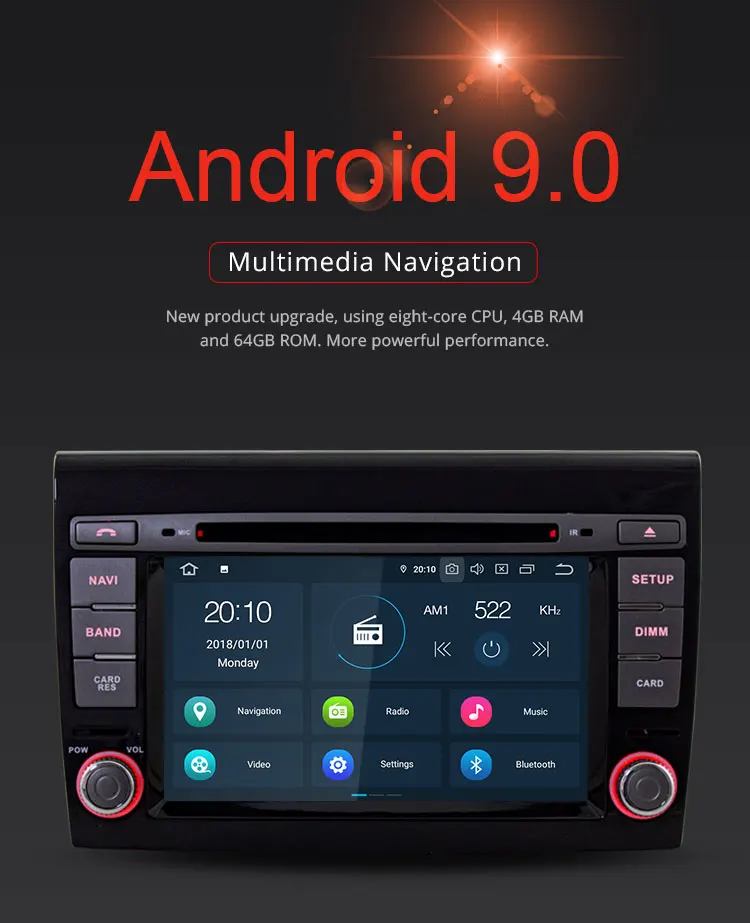 Cheap TOPBSNA 2 Din 8 CORE Android 9.0 Car DVD Player for Fiat Bravo 2007-2012 WIFI Multimedia GPS Stereo Car Radio headunit auto RDS 1