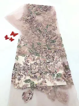 

Fashinable Evening Party Tulle Lace Material French Net Lace Fabric With Sequins PAN379 (5Yards/lot)