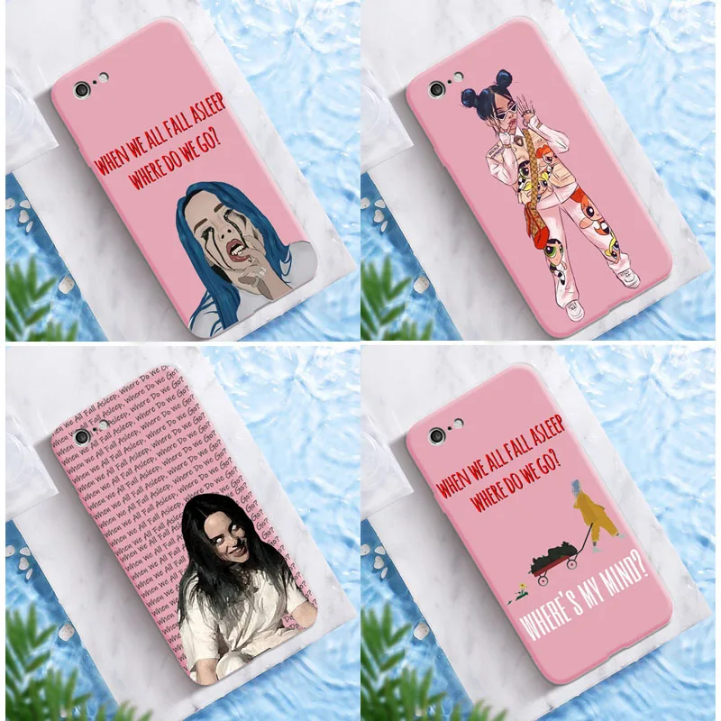 

Bad Guy Billie Eilish Khalid Ocean Eyes Phones Cases Cover For iPhone 7 8 Plus 6s 6 5s X XR XS MAX Soft Frosted pink Coque Capa