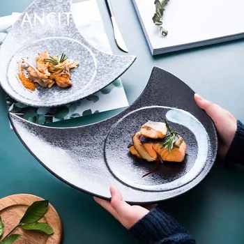 

FANCITY Sushi Plate Japanese Creative Ceramic Plate Household Plate Net Red Plate Western Food Plate Pasta Plate Fruit Plate Tab
