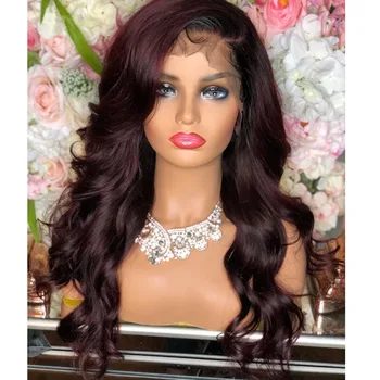 

200Density 1B/99J 360 Lace Frontal Human Hair Wigs for Black Women Loose Wave Brazilian Ombre Lace Front Wigs Bleached Knots