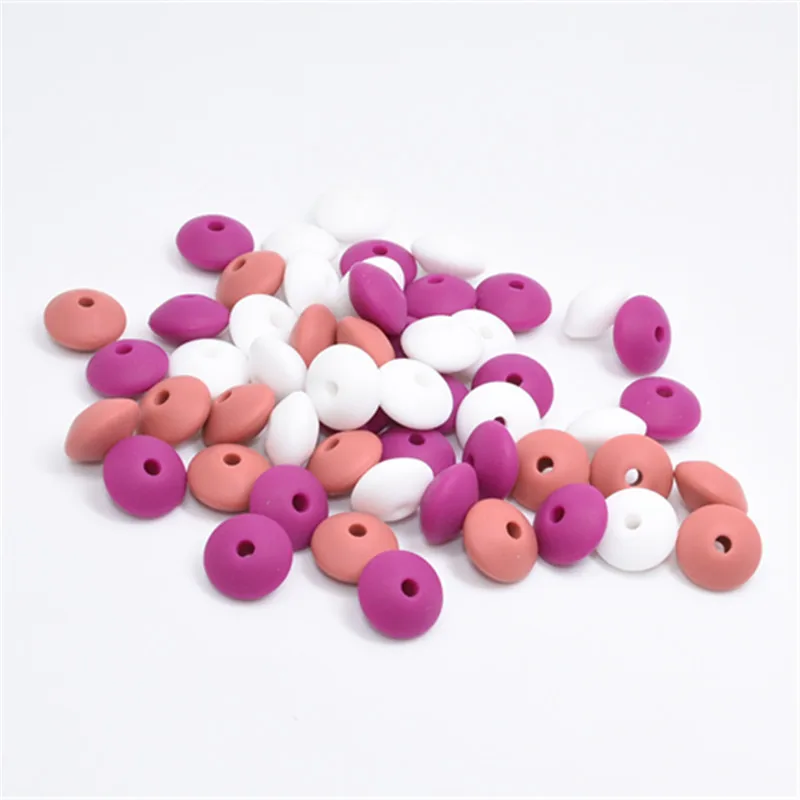 40 PCS French Plum Maroon MIX Baby Lentils Beads Silicone Beads Abacus Lentils 12 MM Baby Teether DIY Pacifier Chain Clip