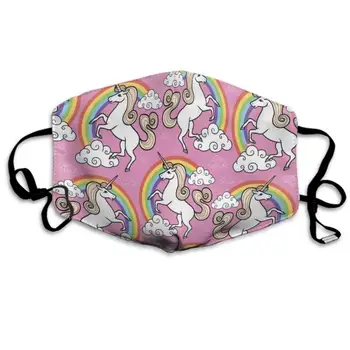 

AGRBLUEN Unisex Breathable Reusable Magic Unicorn Rainbow Mouth Mask, Adjustable Earloop Anti Dust Pollution Half Face Mask
