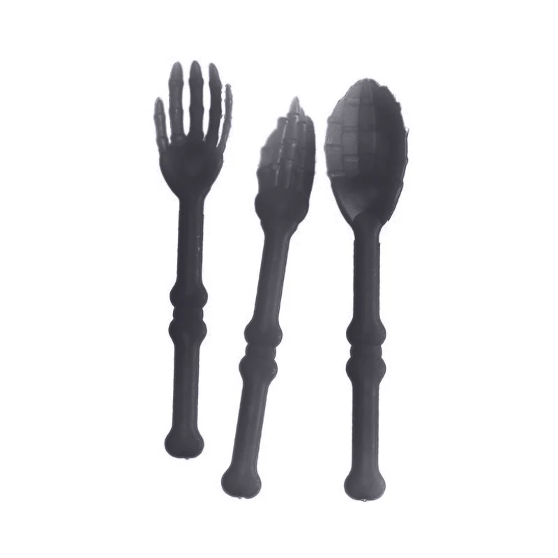 Набор пластиковых столовых приборов 3 шт./компл. в виде черепа новинка украшение