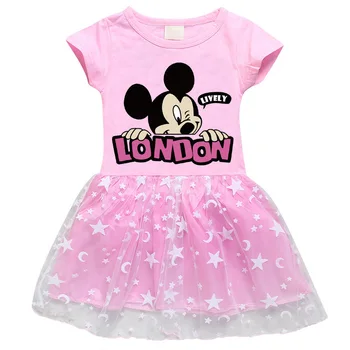 

Disney mickey mouse dress girl Kids Summer Female kids Clothing Cartoon Short Sleeve Dress Kids Dresses for Girls Knee-Length