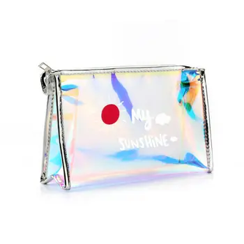 

2019 Transparent Laser Women Cosmetic Bag Waterproof Zipper Women's Cosmetic Bag For Ladies Letter Printing Durable Wash Pouch
