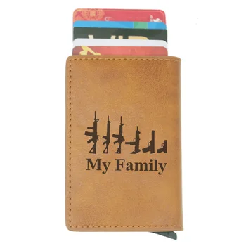 

personality Unique My family Design RFID Credit Card Holder Anti-Theft Automatic Wallet Card Case Men Mini Leather Male Purse