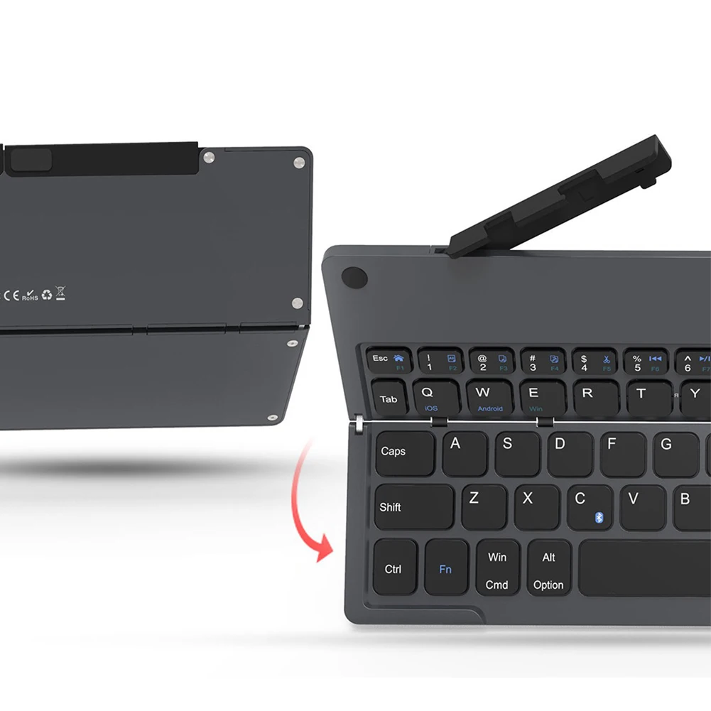 B048 универсальная Складная Bluetooth клавиатура для путешествий и дома ультра тонкие ABS беспроводные портативные перезаряжаемые динамики с подставкой для планшета эргономичная