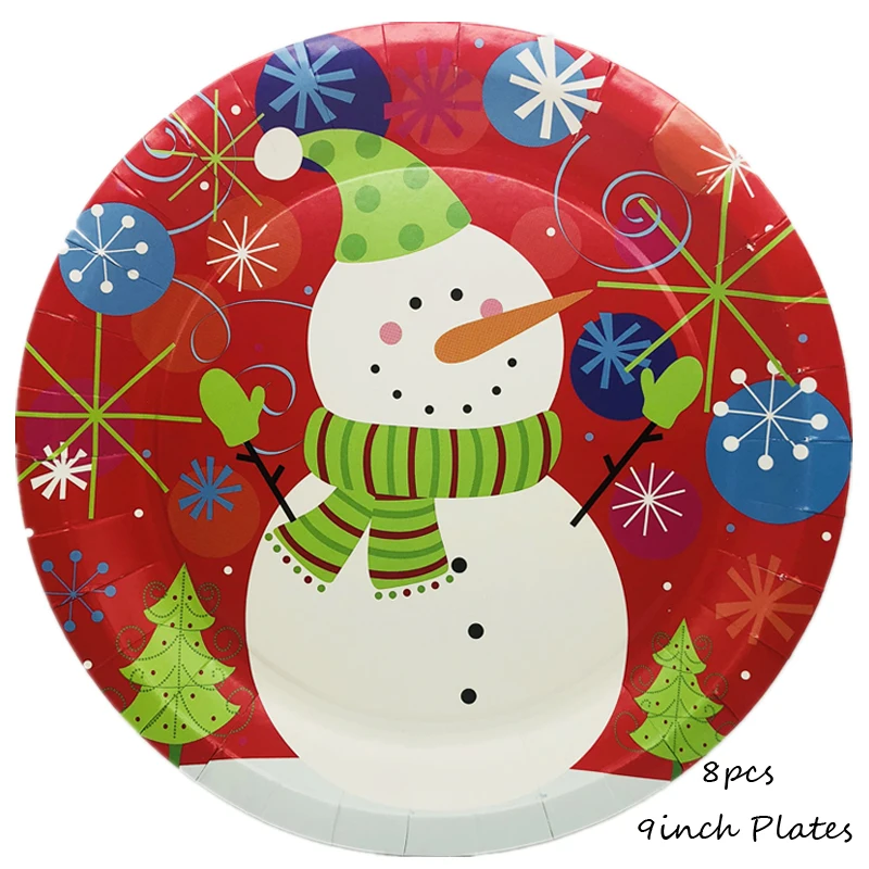 Omilut рождественские вечерние принадлежности Санта-Клауса с Рождеством на день рождения одноразовый набор тарелок салфетки для стаканчиков на Рождество - Цвет: Сливовый