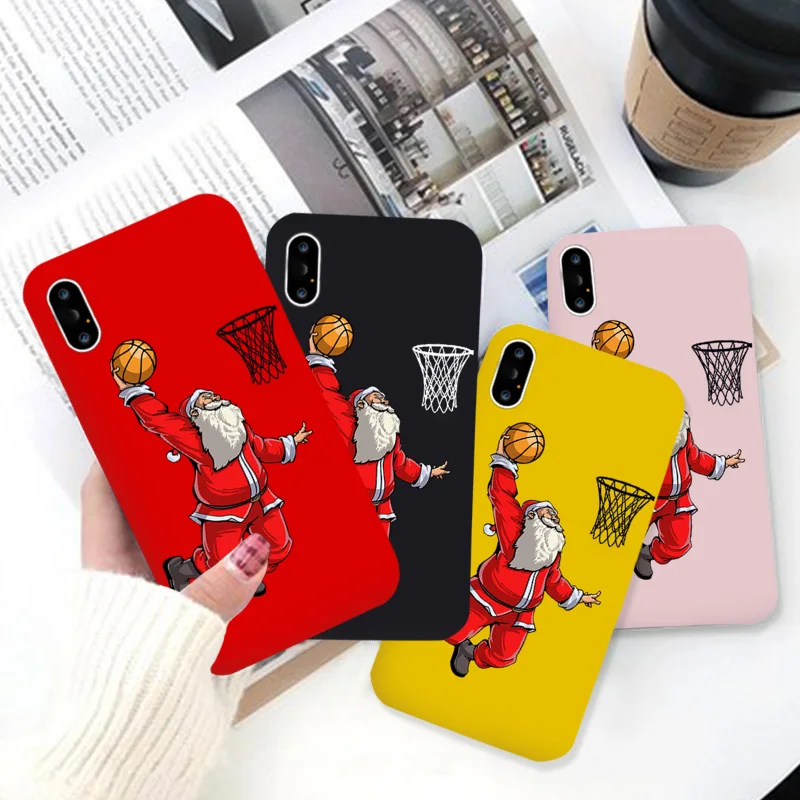 Чехол для телефона с рождественским рисунком для iphone 11 Pro Max XS XR XS Max Cartoon Santa Play чехол с видом баскетбола для iphone X 6 6s 7 8 Plus Coque