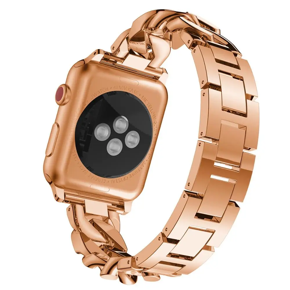Часы-браслет для наручных часов Apple Watch, версии 4, версия 1, 2, 3, ремешок модный бриллиант ковбойский ремень с цепочкой металлические звеньевые 38/42/40/44 мм Для женщин Дамская