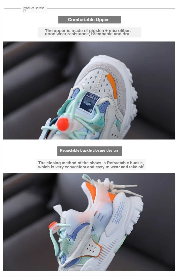2020 New Autumn Children Shoes Genuine Leather Girls Sneakers Breathable Boy Sport Shoes Fashion Kids Shoe Size 26-37