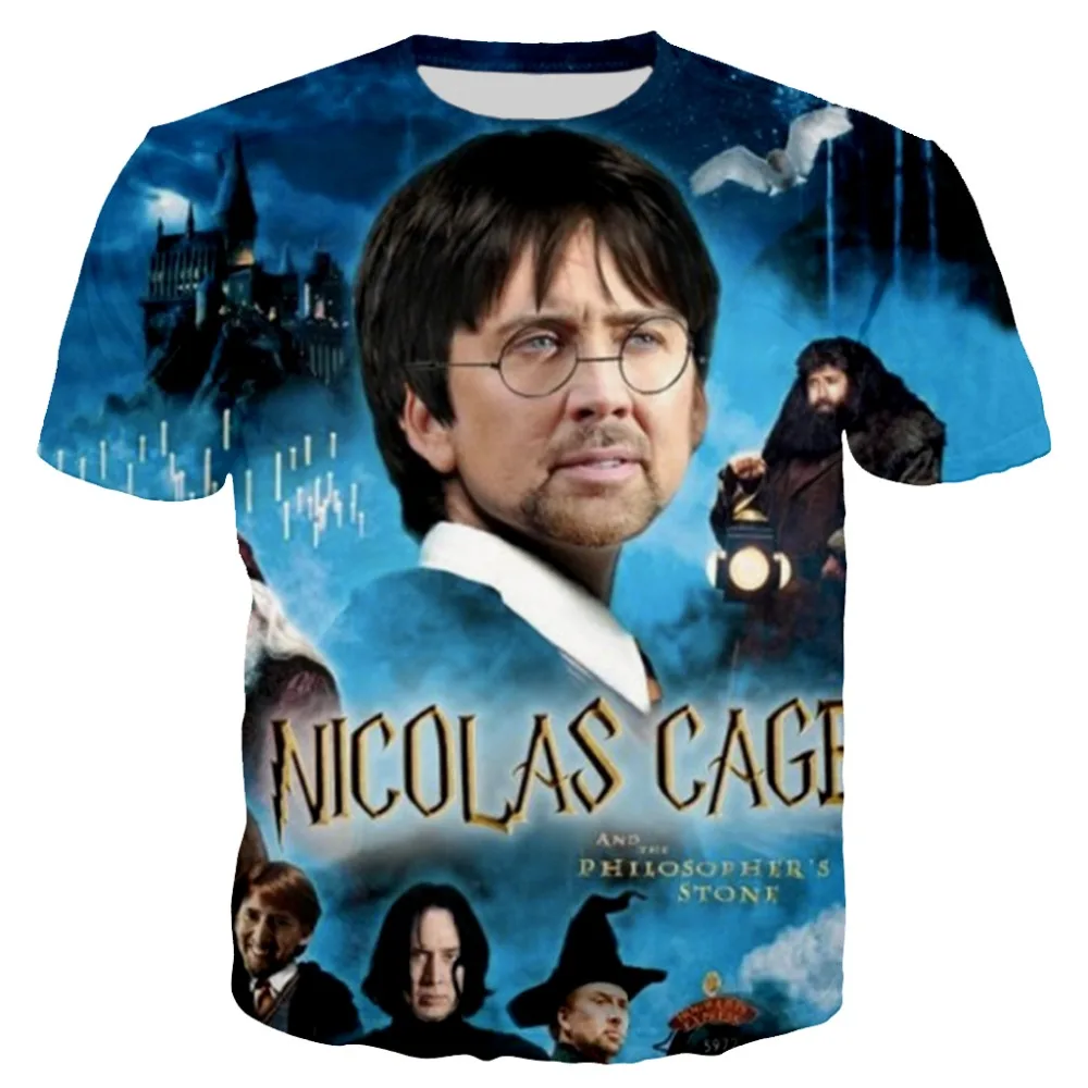 PLstar Cosmos 2018 летняя новая модная футболка забавная Nicolas Cage 3D Футболка с принтом из