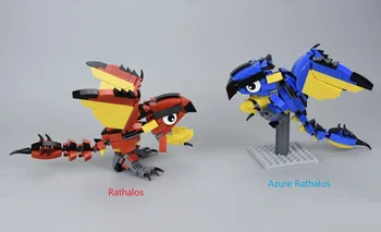 

Creative Building Block MH Rathalos and Azure Rathalos，Wyvern Block Figure DIY Assemble Toy