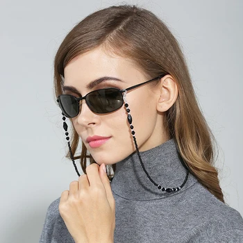 

Ladies Eyeglass Chain Black Acrylic Beads Chain Anti-slip Eyewear Neck Strap Rope Sunglasses Reading Elegant Glass Rope Lanyards