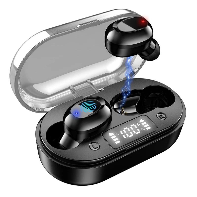 T6 In Ear Contact Digital Display Mini Headphone TWS Wireless Bluetooth 5 0 Earphones Waterproof